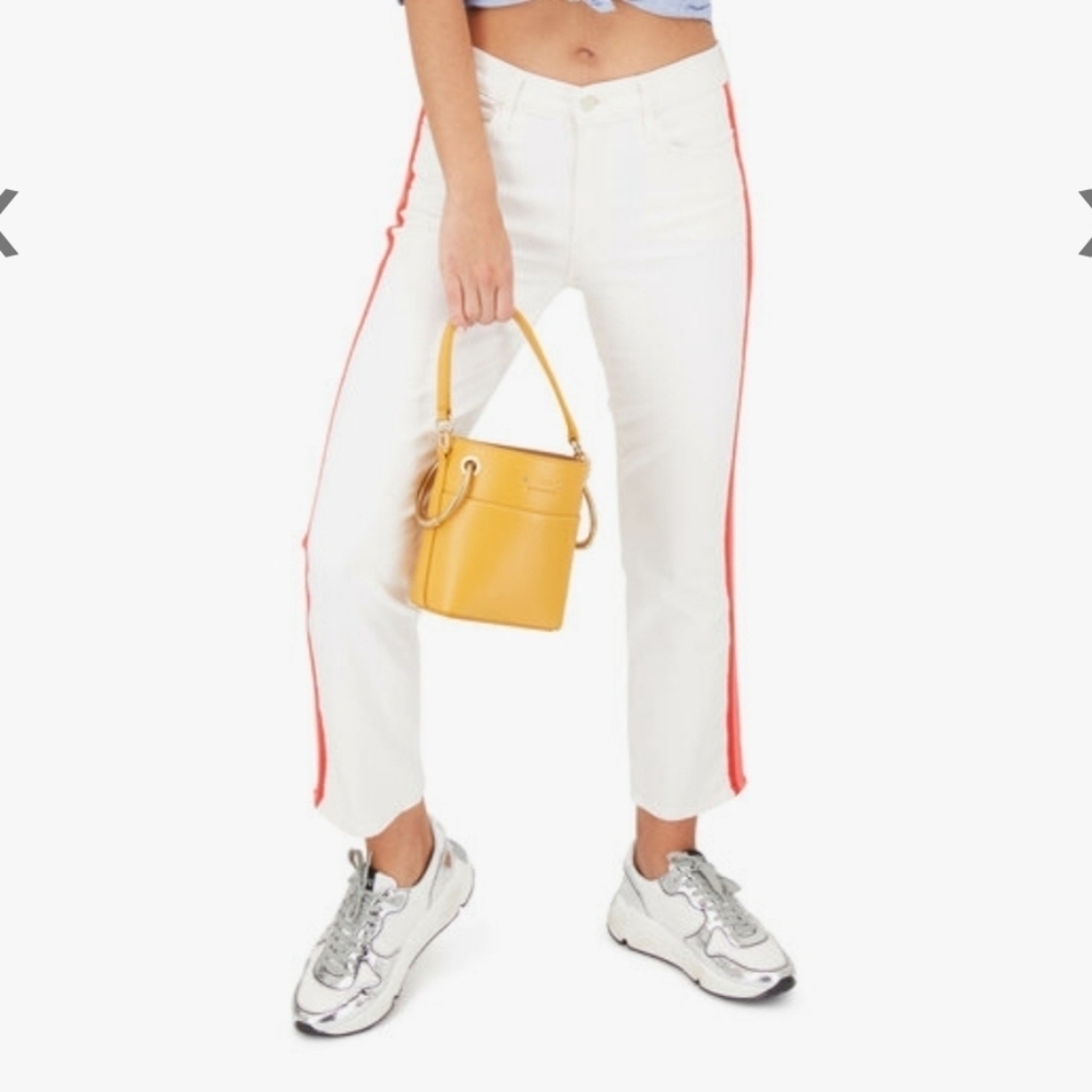 Mother The Mid-Rise Dazzler Off White Stripe Jean Size 27
